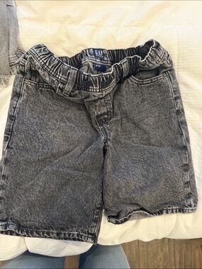 GAP Black and Gray Acid-Wash Denim Shorts with Drawstring Waist